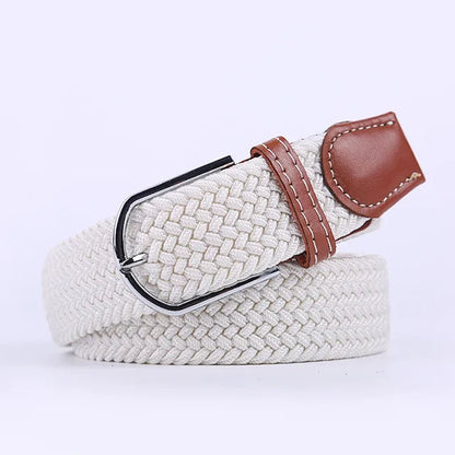 Elastic Leather Belt with Stylish Buckle
