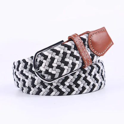 Elastic Leather Belt with Stylish Buckle