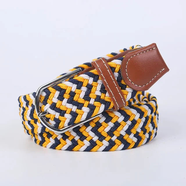 Elastic Leather Belt with Stylish Buckle