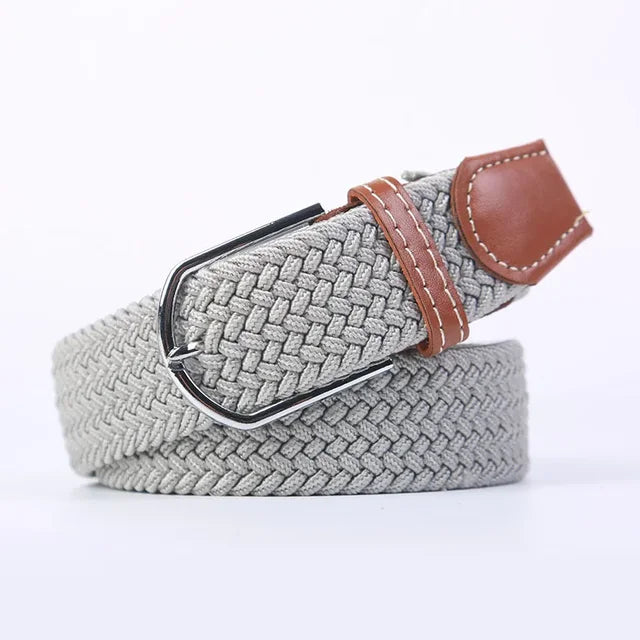 Elastic Leather Belt with Stylish Buckle
