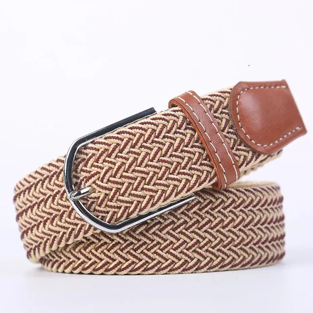 Elastic Leather Belt with Stylish Buckle