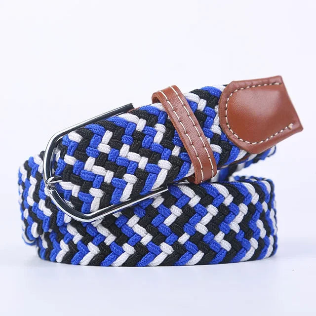 Elastic Leather Belt with Stylish Buckle