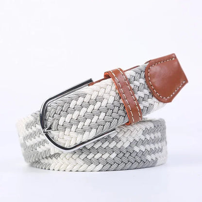 Elastic Leather Belt with Stylish Buckle