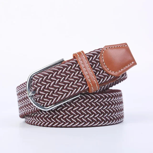 Elastic Leather Belt with Stylish Buckle