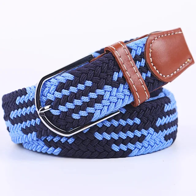 Elastic Leather Belt with Stylish Buckle