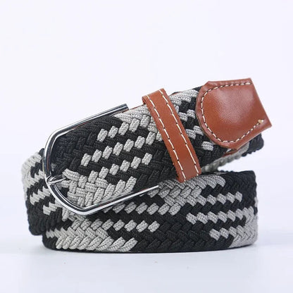 Elastic Leather Belt with Stylish Buckle