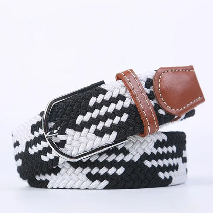 Elastic Leather Belt with Stylish Buckle