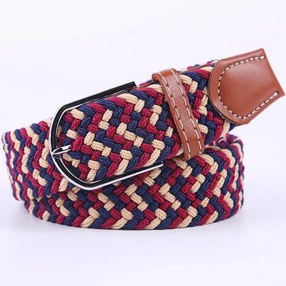 Elastic Leather Belt with Stylish Buckle
