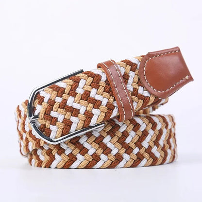 Elastic Leather Belt with Stylish Buckle