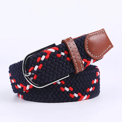 Elastic Leather Belt with Stylish Buckle