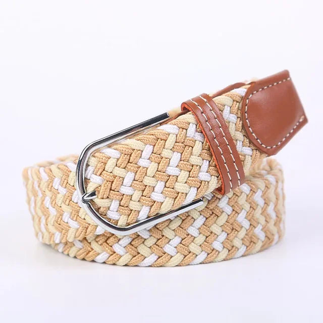 Elastic Leather Belt with Stylish Buckle