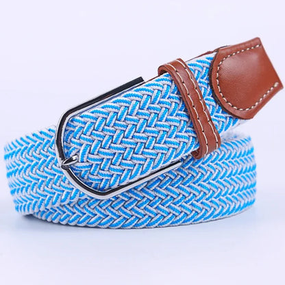 Elastic Leather Belt with Stylish Buckle