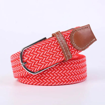 Elastic Leather Belt with Stylish Buckle