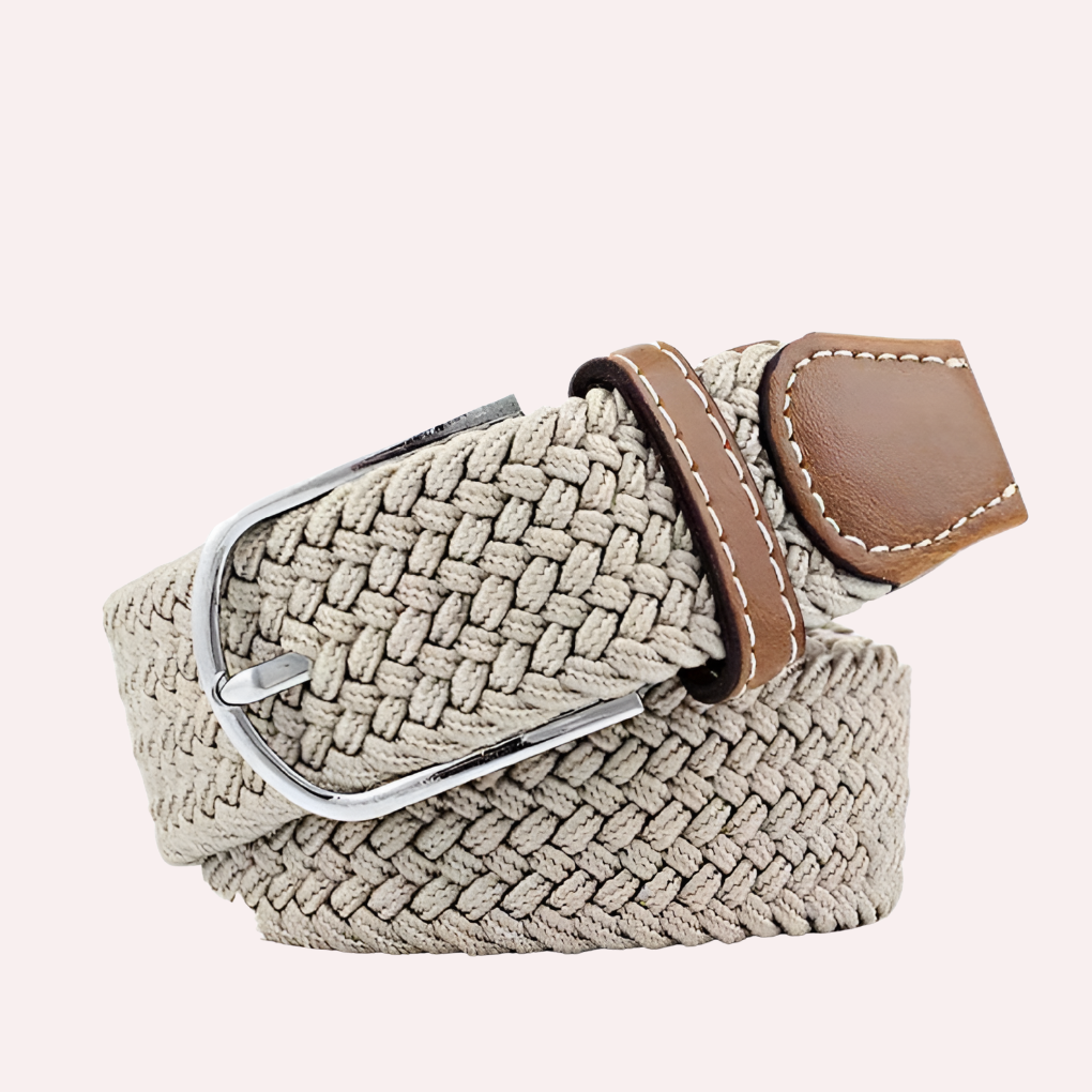 Elastic Leather Belt with Stylish Buckle