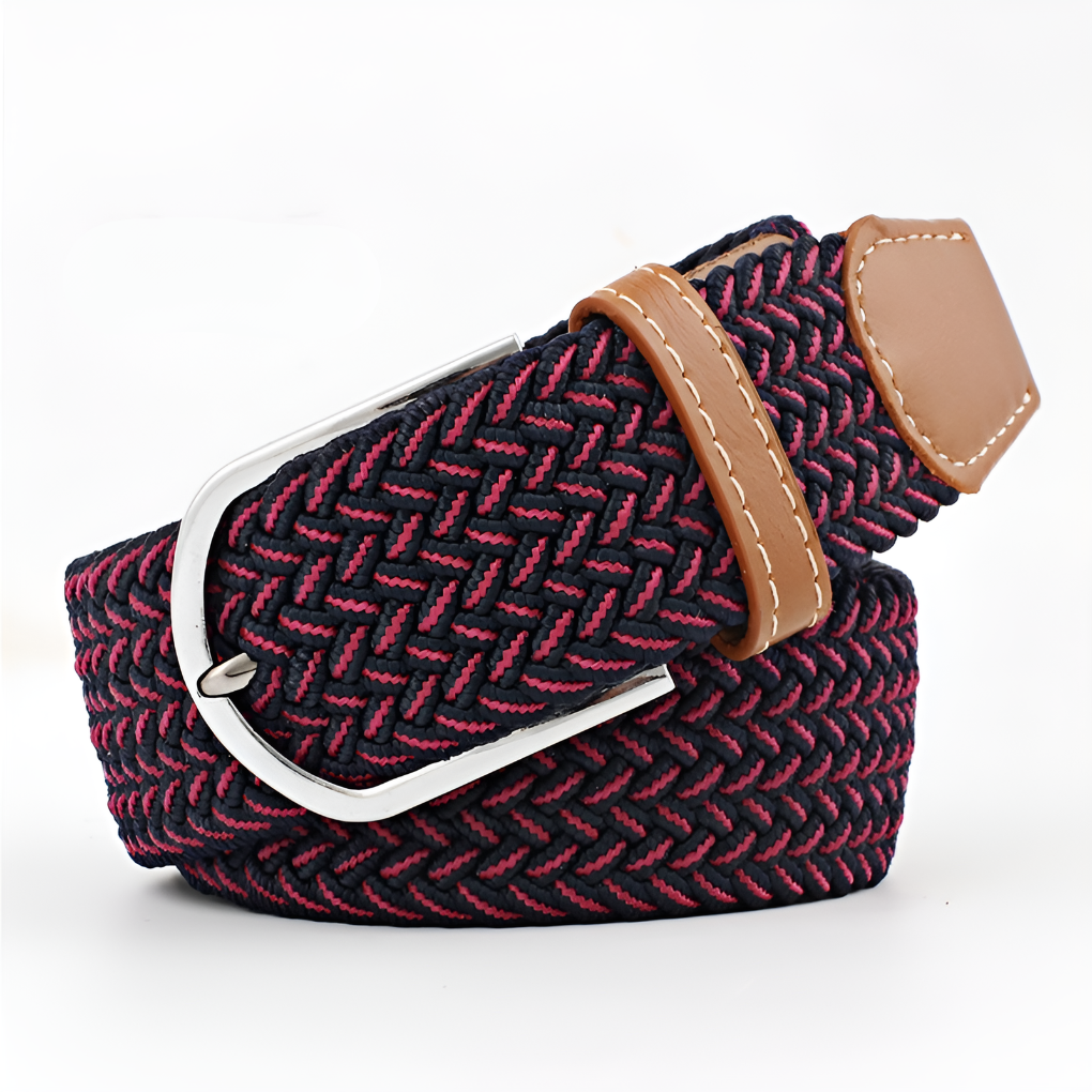 Elastic Leather Belt with Stylish Buckle