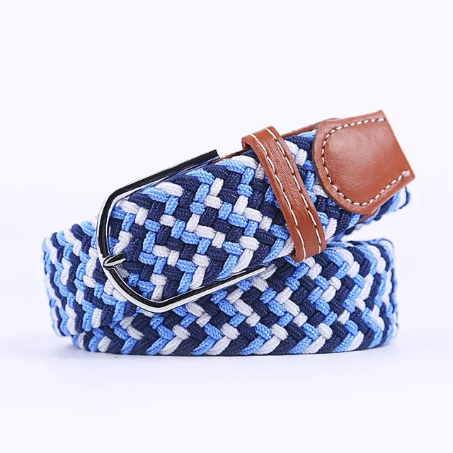 Elastic Leather Belt with Stylish Buckle