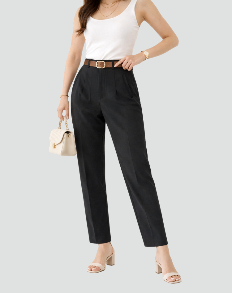 Stylish High-Waisted Tapered Trousers