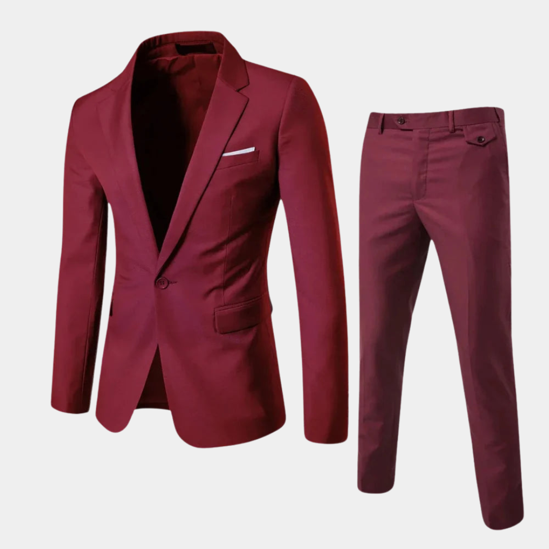Elegant 2-Piece Men's Suit with Blazer and Trousers