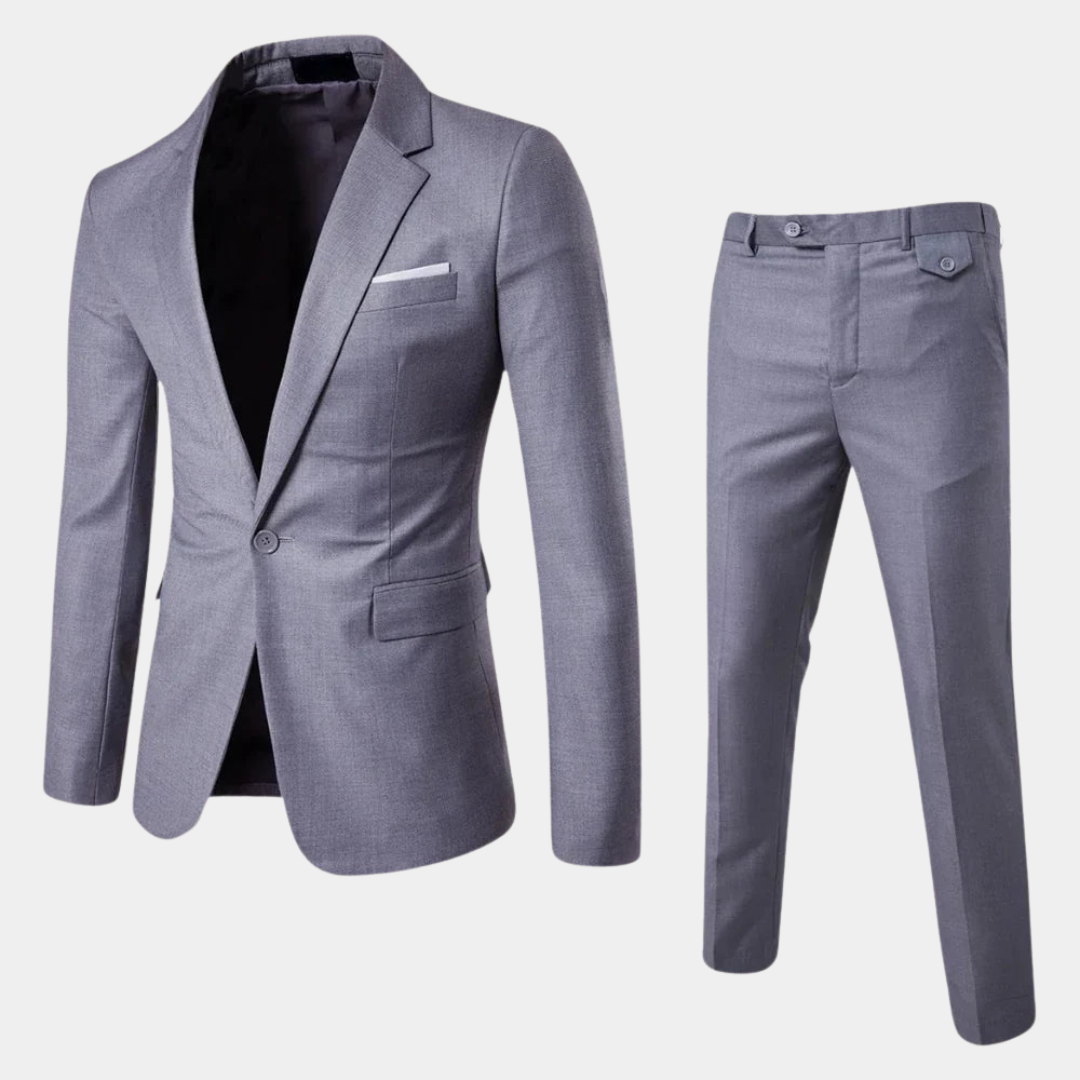 Elegant 2-Piece Men's Suit with Blazer and Trousers