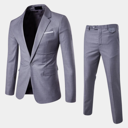 Elegant 2-Piece Men's Suit with Blazer and Trousers