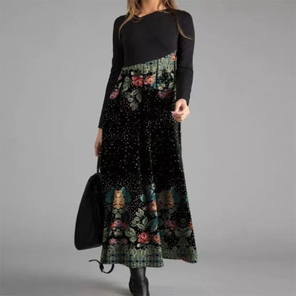 Elegant A-Line Dress with V-Neck and Long Sleeves