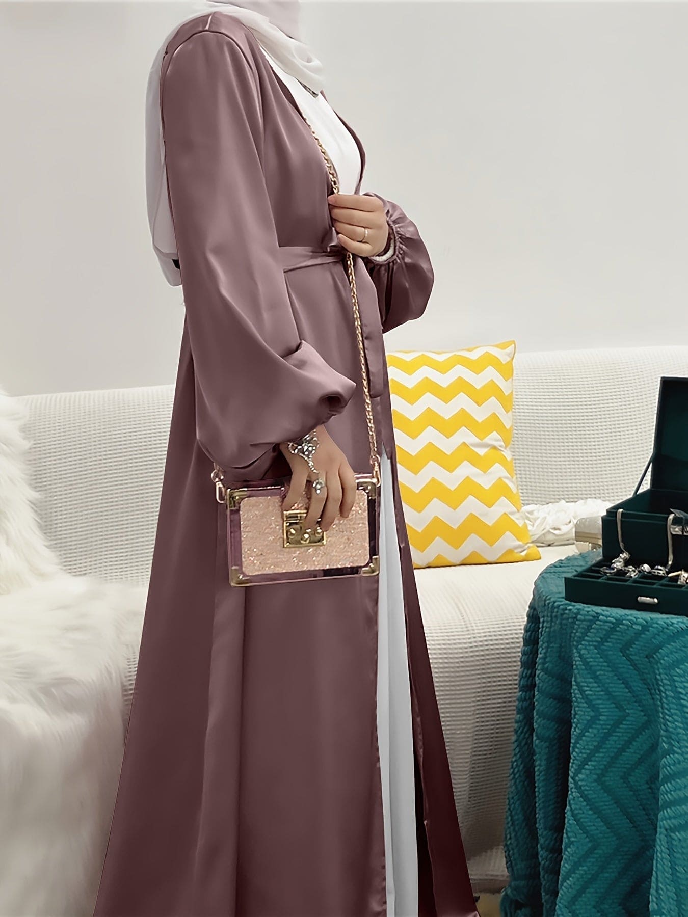 Elegant Abaya Dress with Belt - Eva