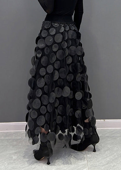 Elegant Festive Maxi Skirt with 3D Applications and Tulle