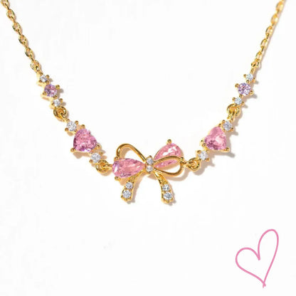 Elegant Bracelet with Bow Detail and Pink Crystals