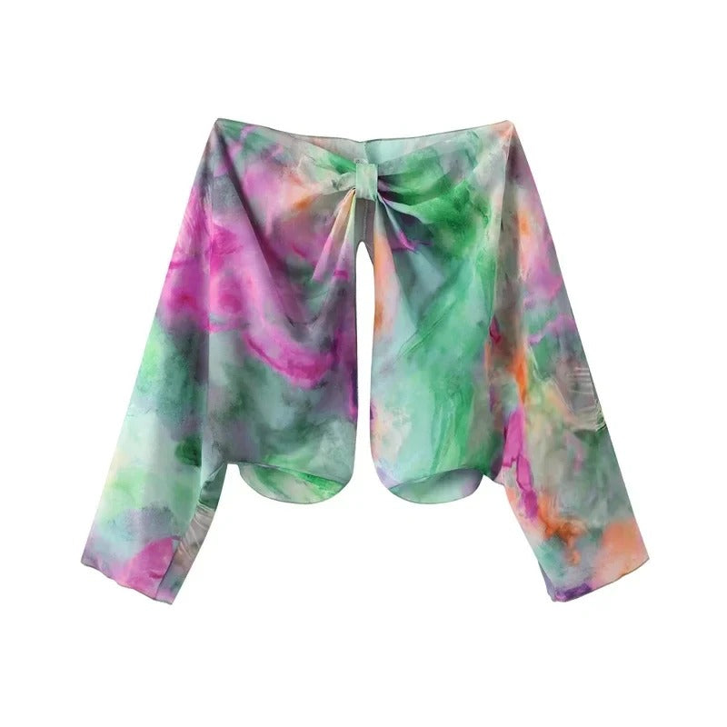 Elegant Colorful Maxi Dress with Removable Scarf - Romy