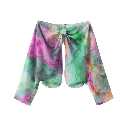 Elegant Colorful Maxi Dress with Removable Scarf - Romy