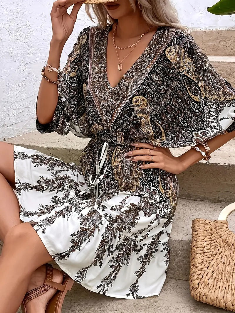 Elegant Dress with Short Sleeves for Spring & Summer - Sanny