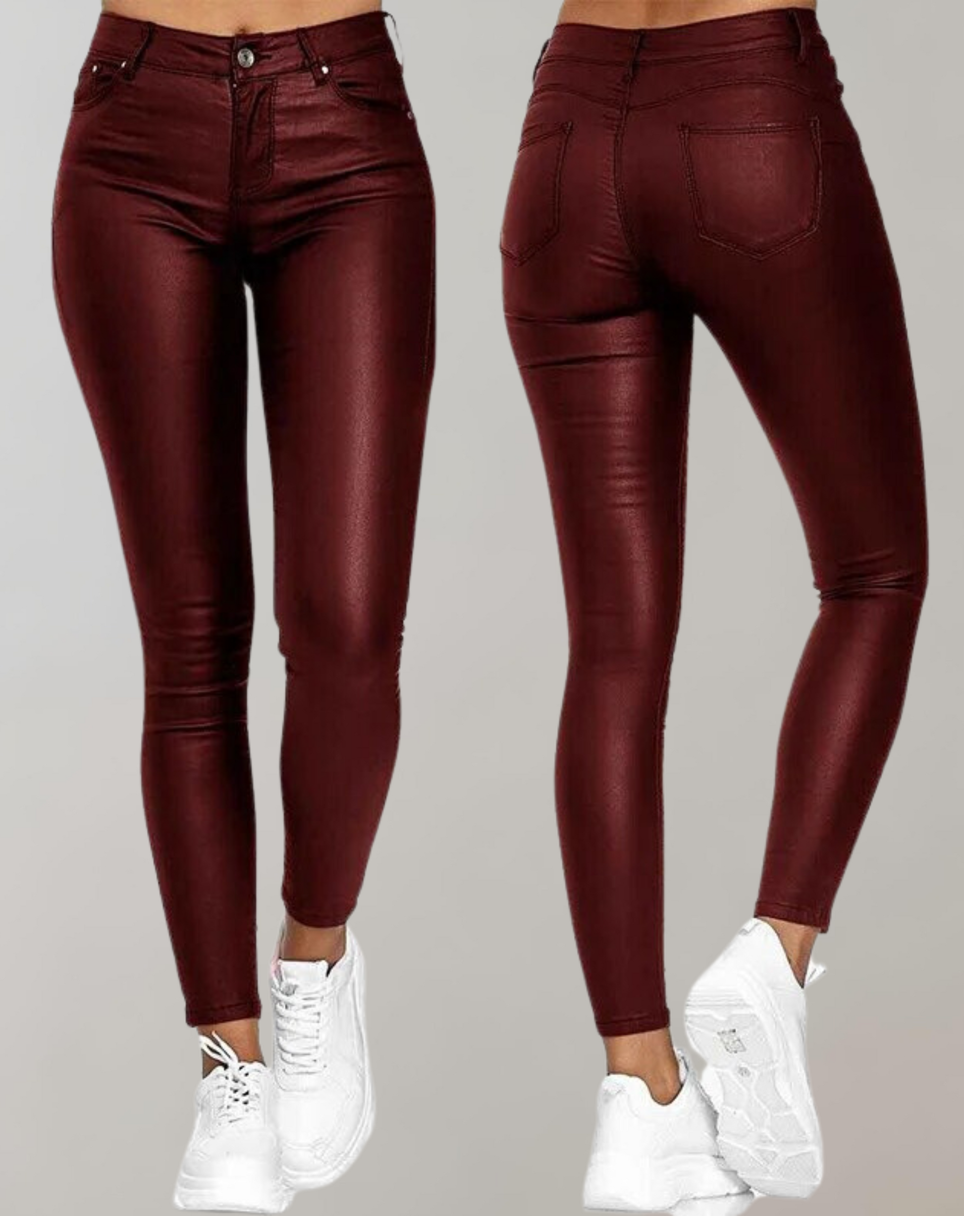 Elegant High-Waist Leather Pants for Women
