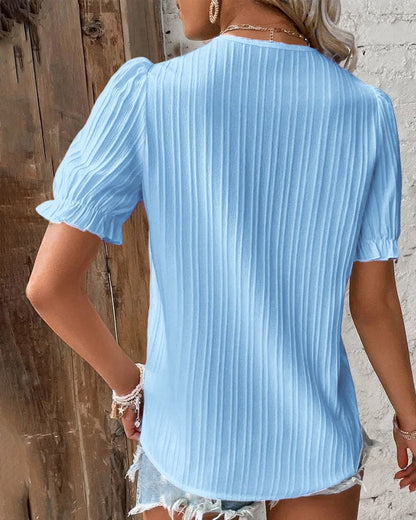 Elegant Lace Women's Blouse with V-Neck - Fleur