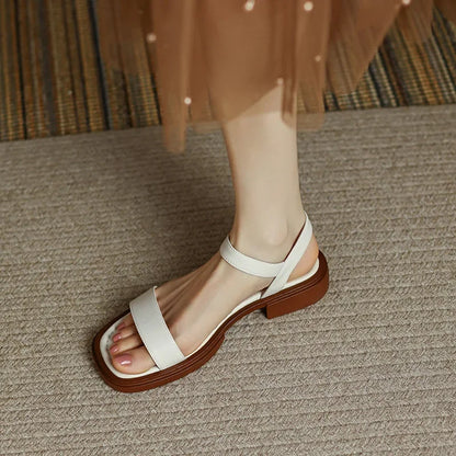 Elegant Leather Women’s Sandals - Sturdy and Comfortable
