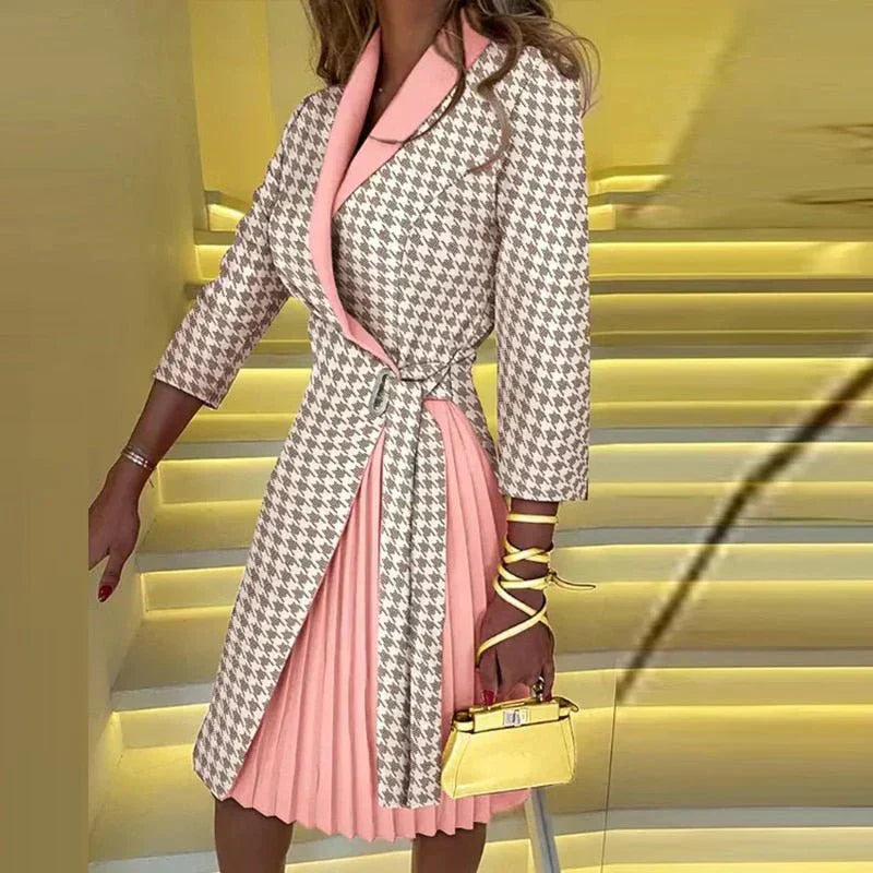Elegant Midi Dress with V-Neck