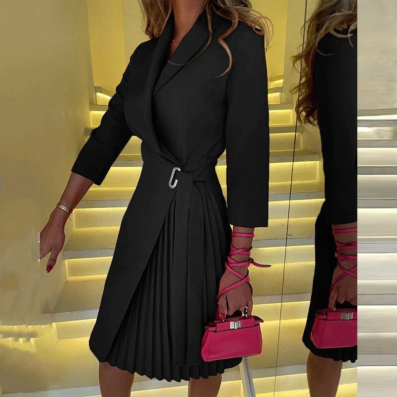Elegant Midi Dress with V-Neck
