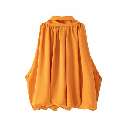 Elegant Orange Top with Subtle Shine and Feminine Fit