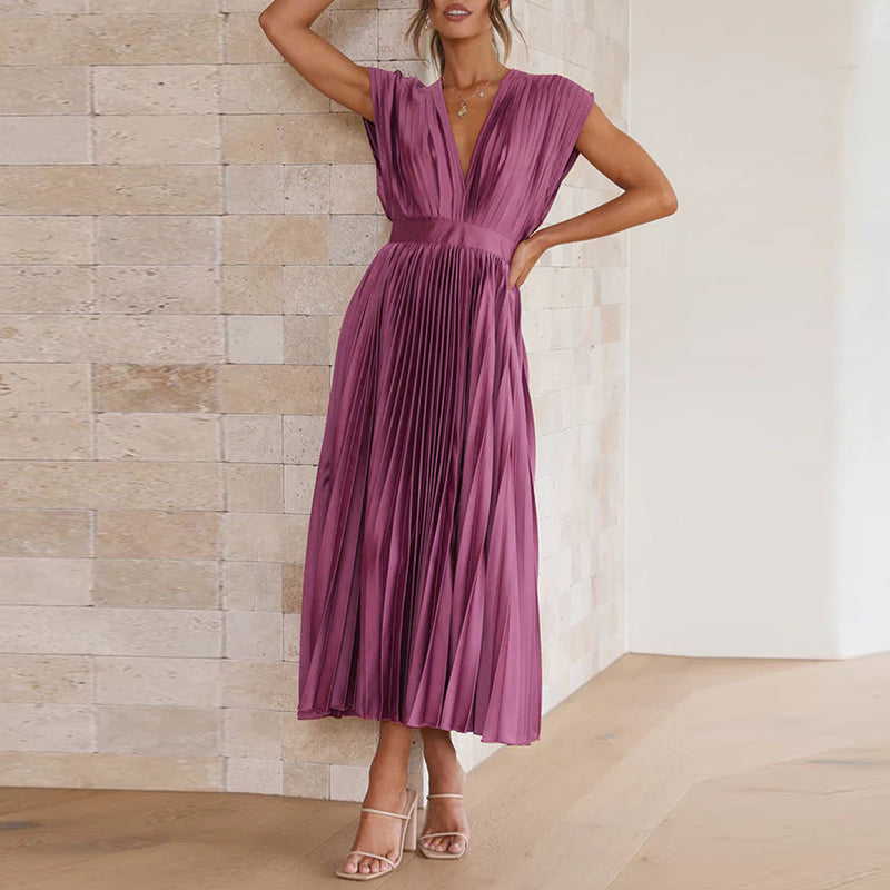 Elegant Sleeveless Summer Dress with V-Neck