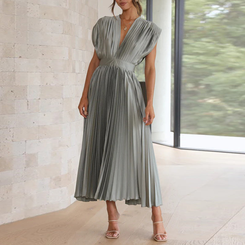 Elegant Sleeveless Summer Dress with V-Neck