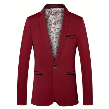 Elegant Slim Fit Men's Blazer with Classic Lapels