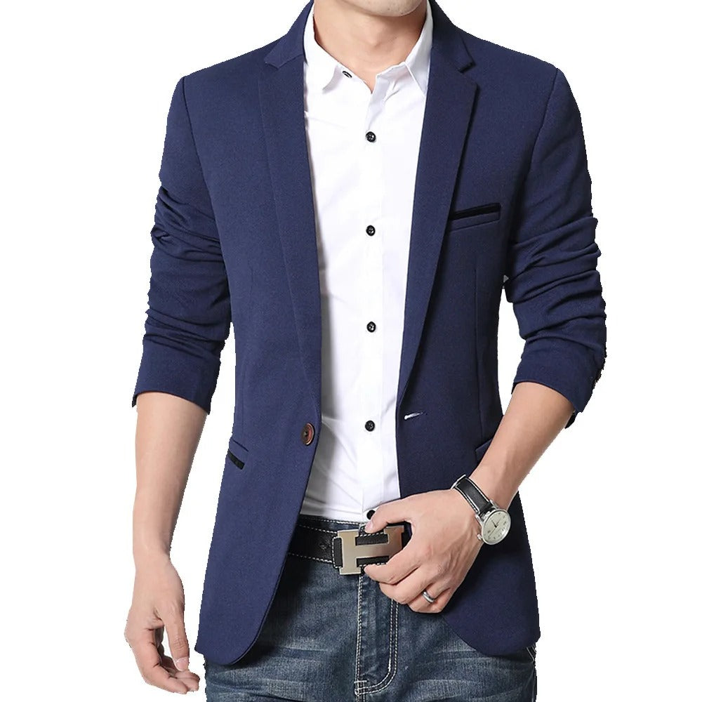 Elegant Slim Fit Men's Blazer with Classic Lapels