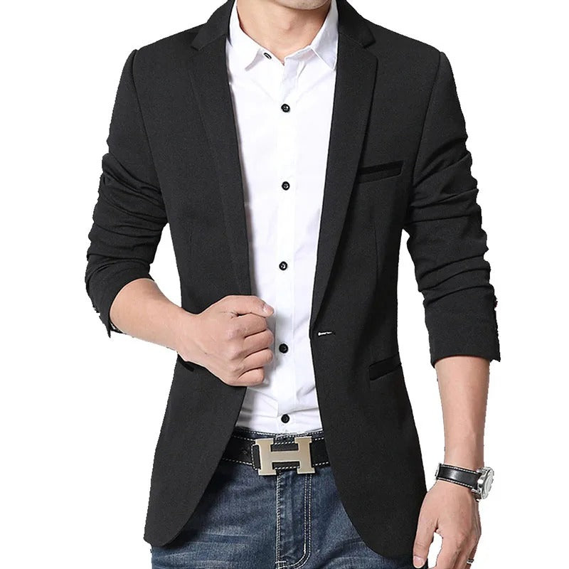 Elegant Slim Fit Men's Blazer with Classic Lapels