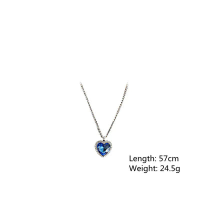 Elegant and Stylish Blue Heart Necklace made of Crystal - Amanda