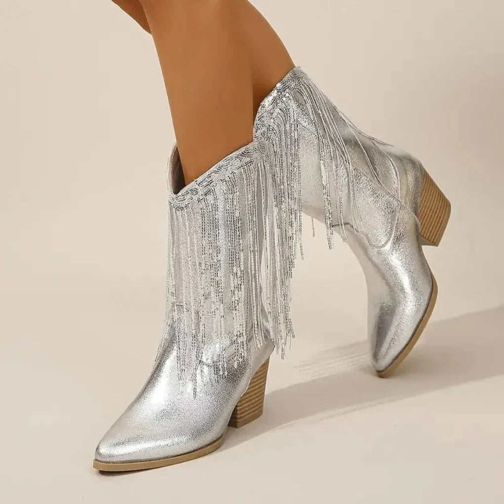 Elegant ankle boots with tassels for girls