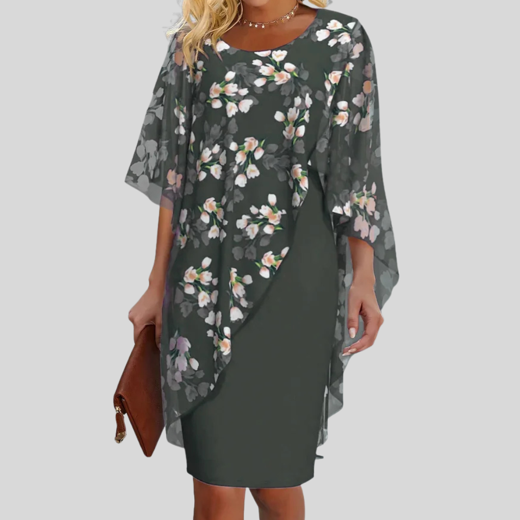 Elegant floral chiffon dress