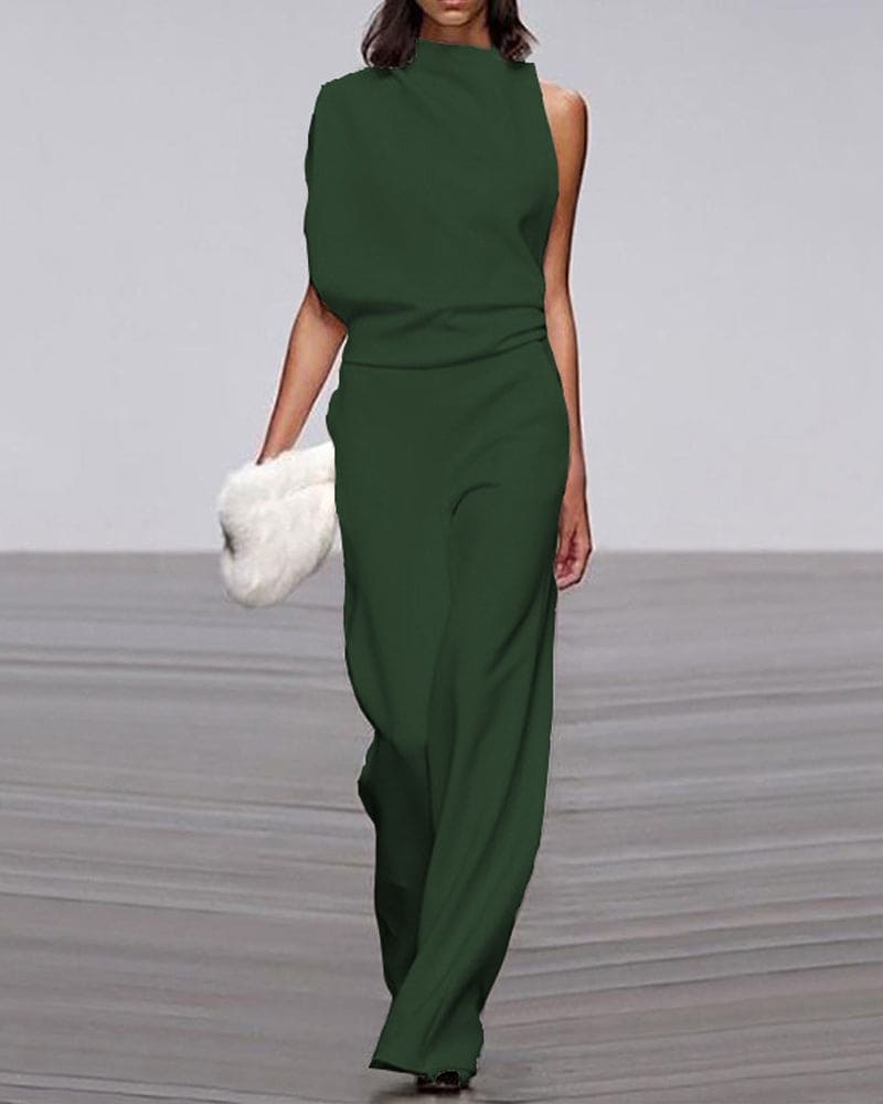 Elegant jumpsuit with stand-up collar - Isabel