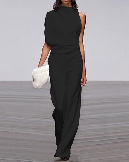 Elegant jumpsuit with stand-up collar - Isabel