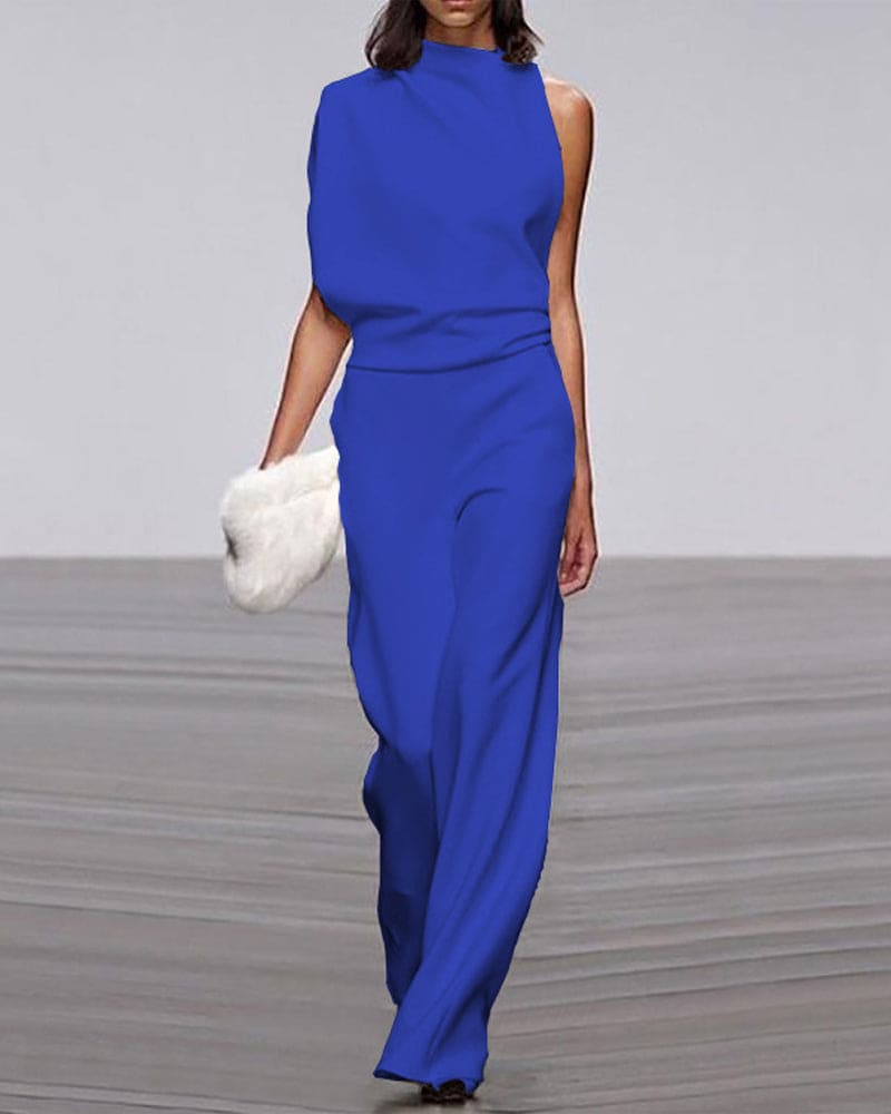 Elegant jumpsuit with stand-up collar - Isabel