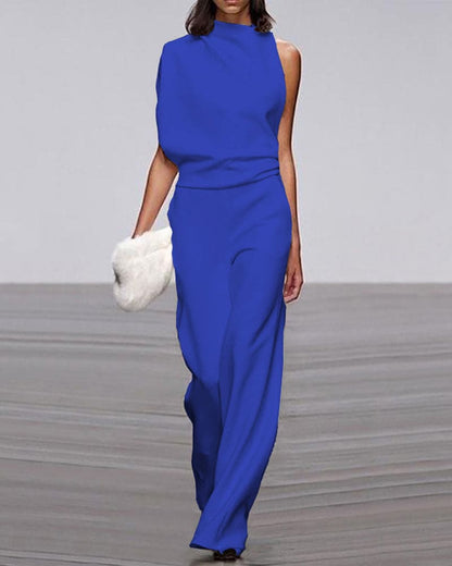 Elegant jumpsuit with stand-up collar - Isabel