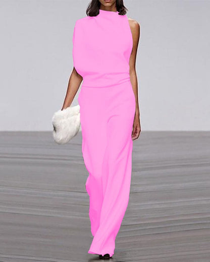 Elegant jumpsuit with stand-up collar - Isabel